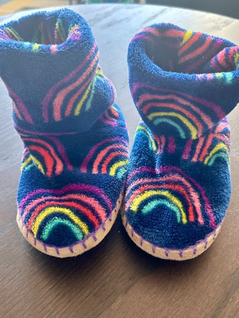 Hatley Rainbow Fleece Slipper Boots | Approx Toddler US 8–9